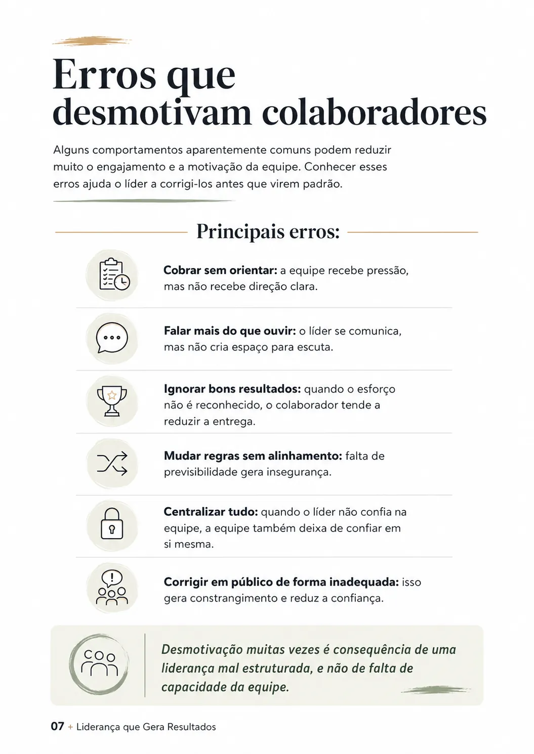 Página interna do guia de liderança