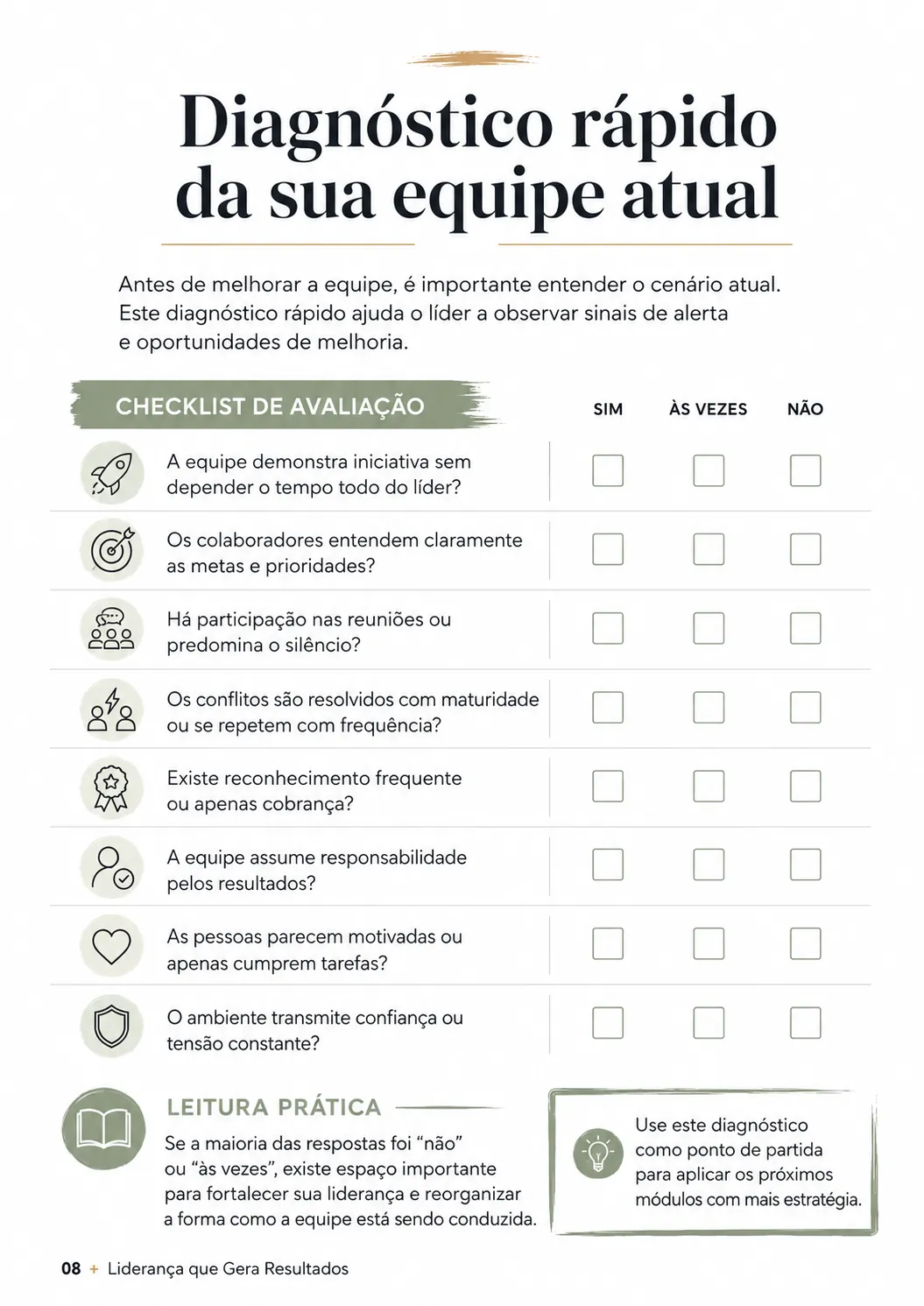 Página interna do guia de liderança